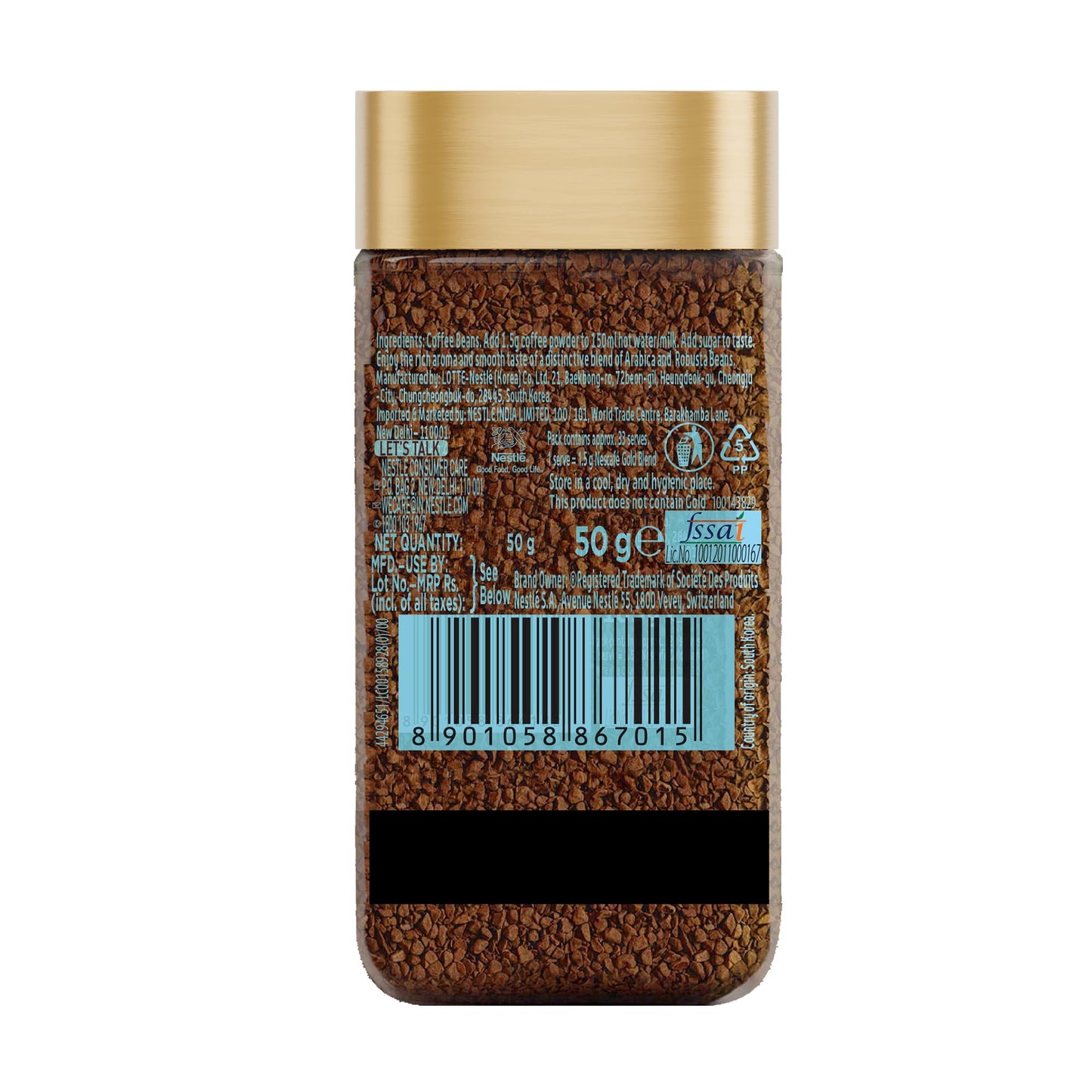 NESCAFE Gold Instant Coffee Powder | Premium Imported Coffee | Freeze Dried | Rich & Smooth Taste | 50g, Jar