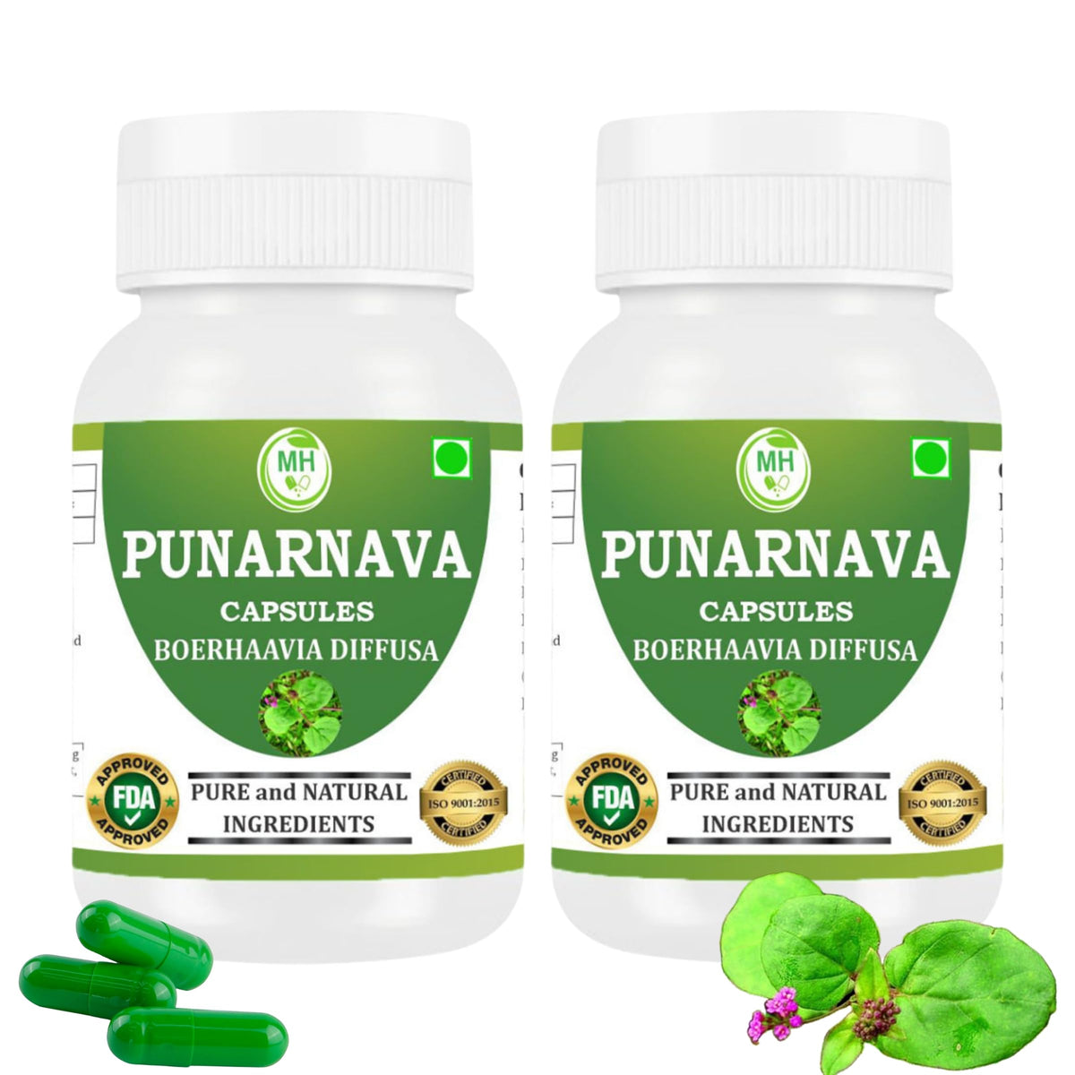 Punarnava (Boerhavia diffusa) – 60 Veg Capsules x 2, Pack of 2
