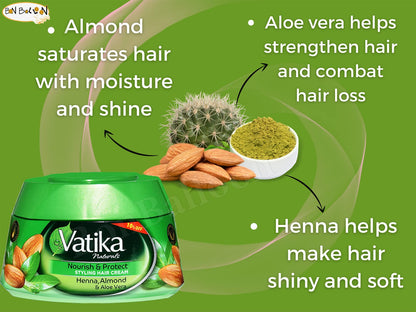 Dabur Vatika 140ml Nourish & Protect Styling Hair Cream Henna Almond Aloe Vera 132