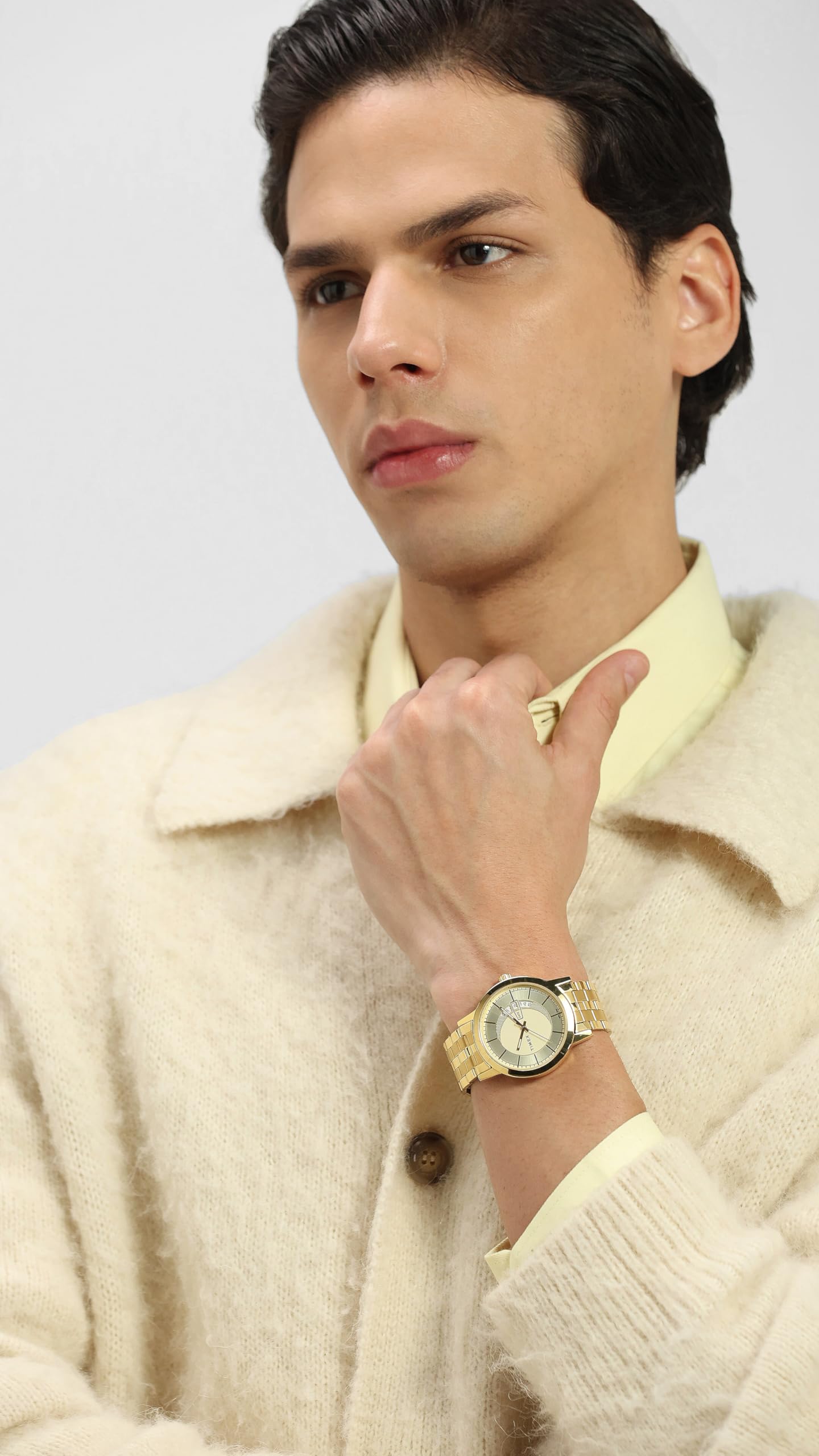 TIMEX Classics Analog Watch for Unisex with Champagne Round Dial & Gold Stainless Steel Bracelet Band Water Resistant Unisex Wrist Watches - TW00PR229