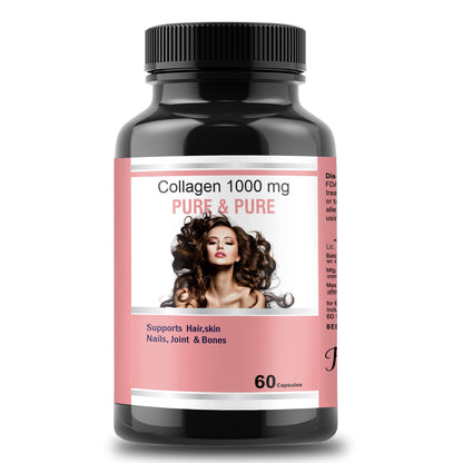 PURE & PURE Organic Plant-Based Collagen Builder Supplement for Women with Essential Nutrients - Boosts Skin, Hair, Nail Joint and Bones Health Vegan Formula for Radiant Beauty - 60 Capsules