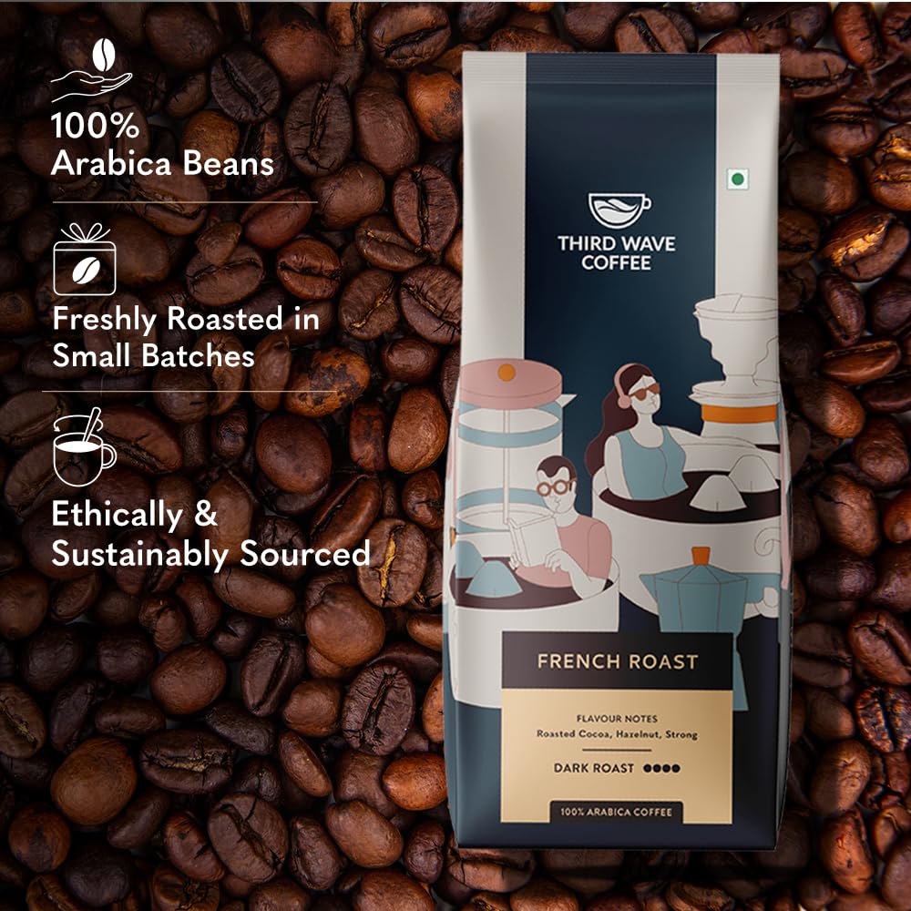 THIRD WAVE COFFEE | French Roast | 100% Arabica | Dark Roast | Moka Pot | Fine Grind | 250 grams | Pouch