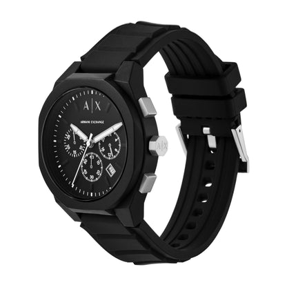 Armani Exchange Silicone Analog Black Dial Men Watch-Ax4161, Black Band