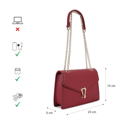 Fastrack Casual Sling Bag with Lock Closure for Girls, Medium Size with Internal Organiser, Handheld Design and Metal Chain Sling
