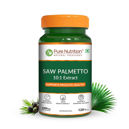 Pure Nutrition Saw Palmetto 1000mg Extract | 120 Vegan Capsules | Supports Prostate Health | Boosts Urinary Function | Natural Herbal Supplement
