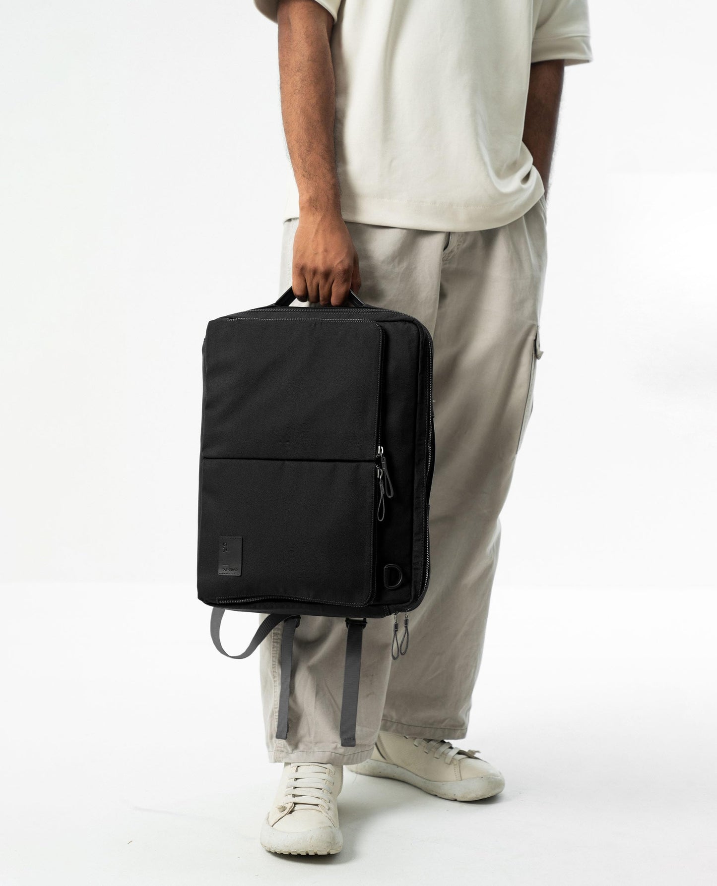 DailyObjects PET Space Black Meridian Convertible Briefpack (Backpack + Briefcase) (16L)| 100% Recycled | Fits Laptop Upto 16" | Lightweight Shoulder Backpack | Multiutility Bag with Trolley Sleeve