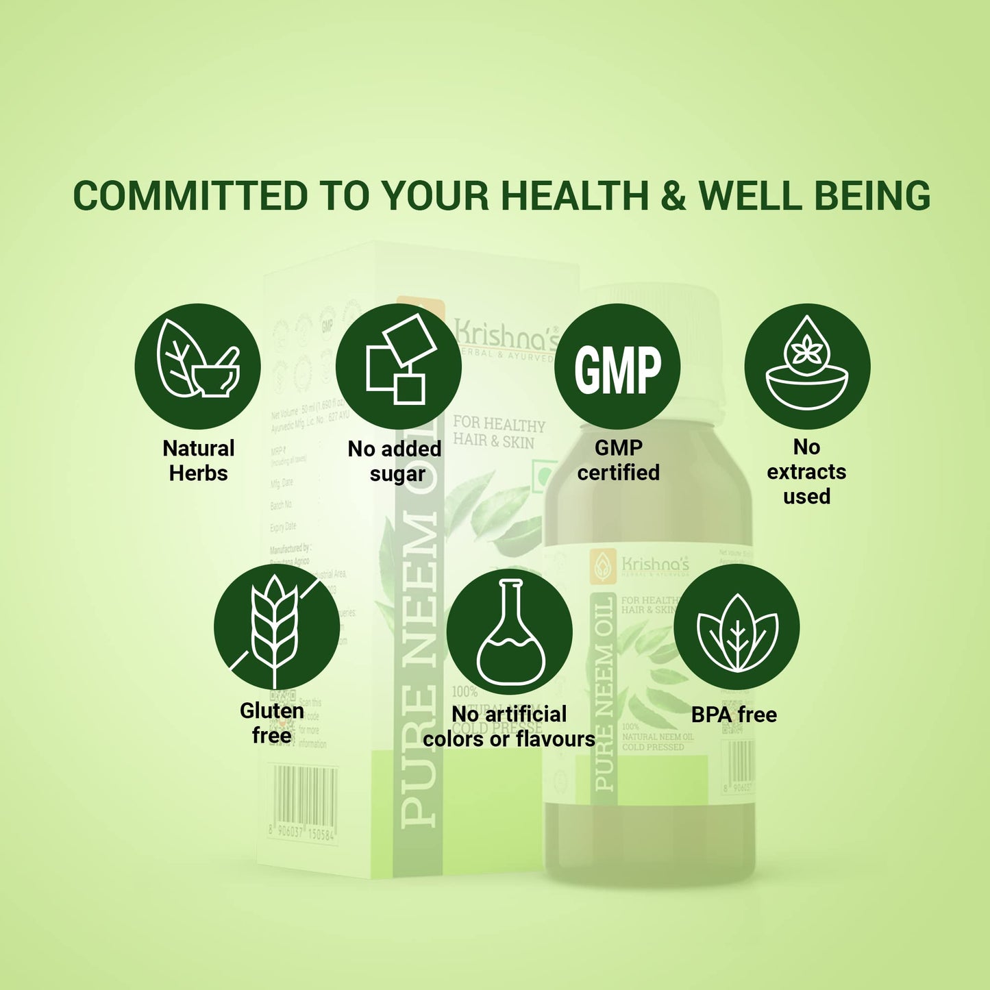 Krishna's Pure Neem Oil - 50 ml (Pack of 3) | Natural & Cold Pressed Neem Oil | For Healthy Skin & Hair