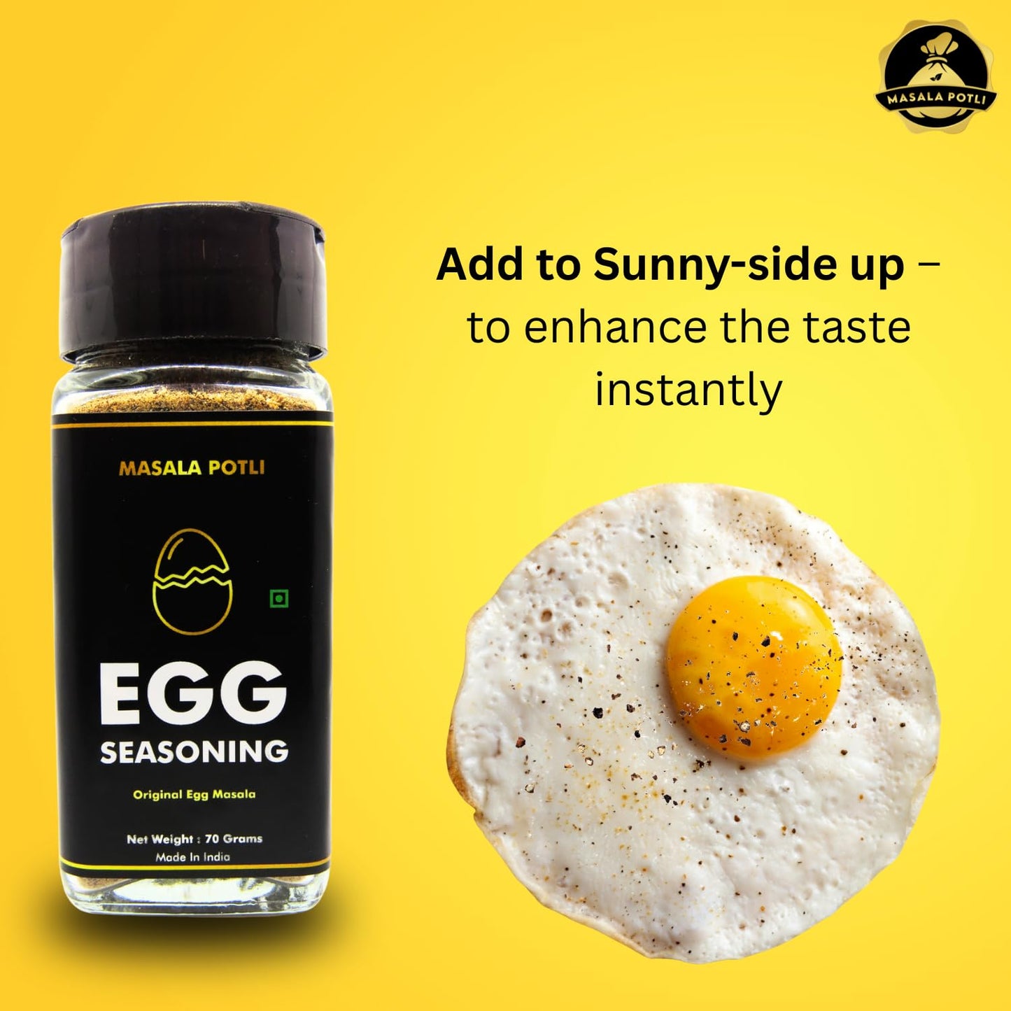 MASALA POTLI� Egg Seasoning Sprinkles Masala for Boiled Egg, Scrambled Egg (Glass Sprinkler Jar, 70 Grams)