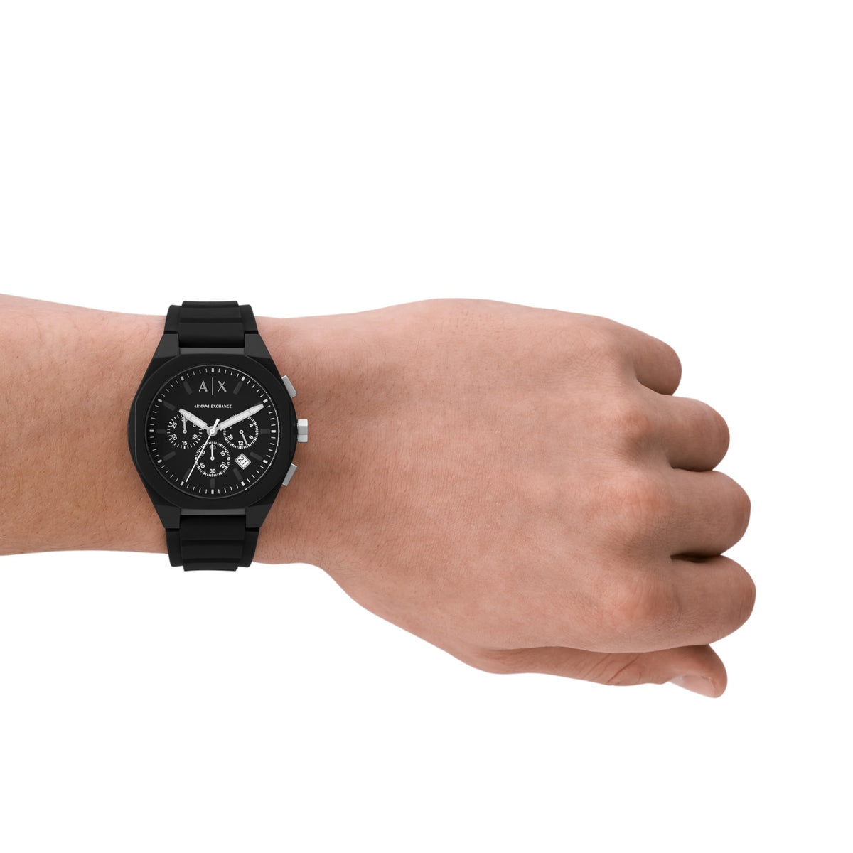Armani Exchange Silicone Analog Black Dial Men Watch-Ax4161, Black Band