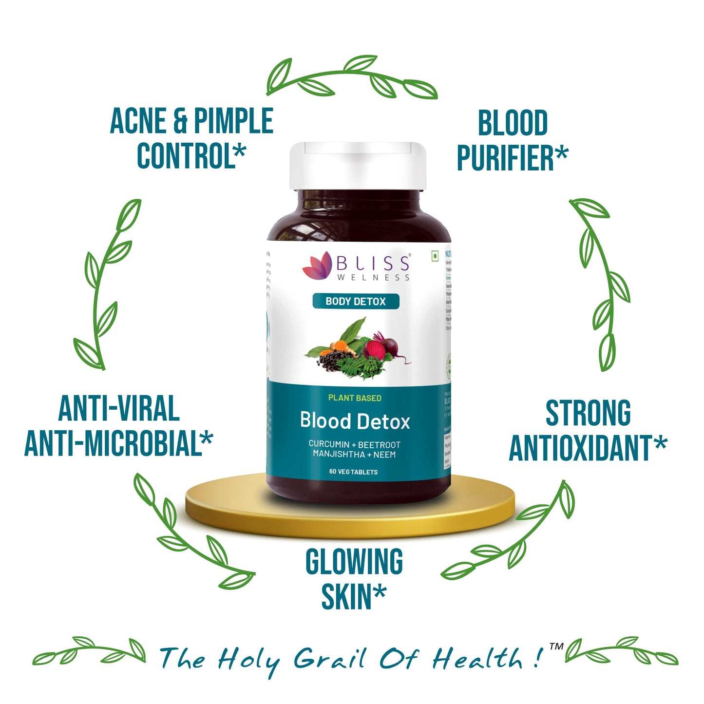 Bliss Welness Blood Detox | Curcumin Beetroot Manjistha Neem Extract -- image 5