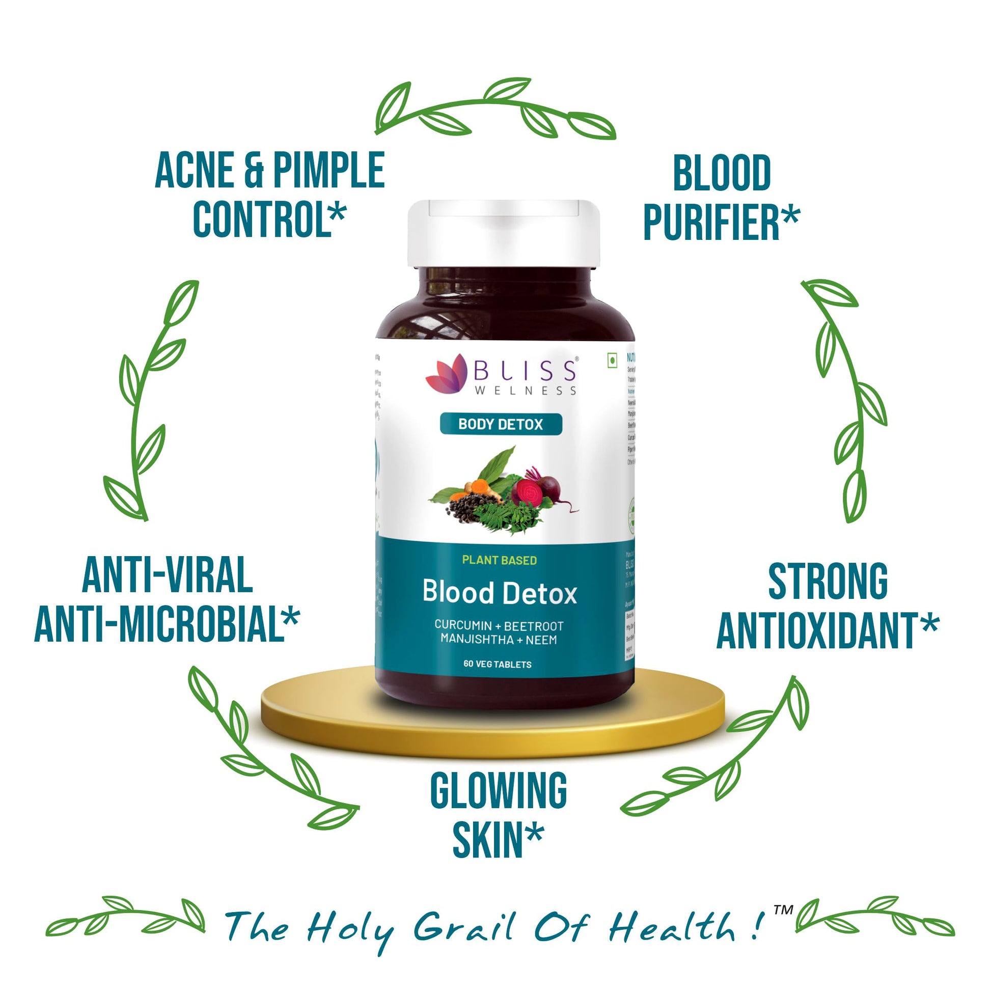 Bliss Welness Blood Detox | Curcumin Beetroot Manjistha Neem Extract -- image 5