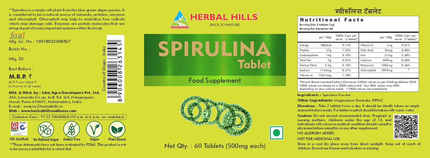 Herbal Hills Spirulina Tablets 60 Tablets (Pack of 5)- image 2