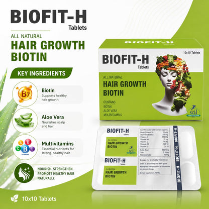 SCIL HEALTHCARE.INDIA Biofit-H Natural Hair Growth Biotin Supplement Tablets | Daily Hair Care Formula with Essential Nutritional Support