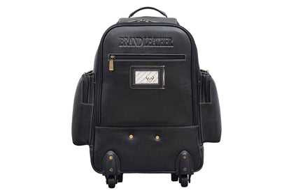BRAND LEATHER Rolling Backpack Wheeled Laptop Backpack for Travel, Trolley Luggage Suitcase Compact Business Bag Student Laptop Bag for Men Women (Black)