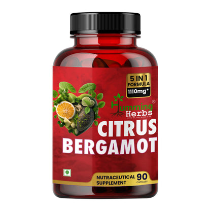 Humming Herbs Citrus Bergamot Capsules 15500mg | Supports Healthy Cholesterol & Heart Function | Enriched with Black Chokeberry, Olive Leaf & Black Pepper | 90 Veg Capsules