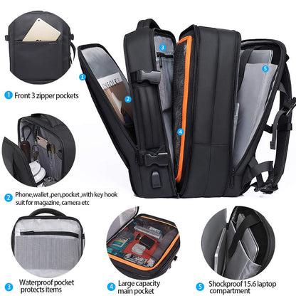 BANGE Titan Ultrafit 5.6-inch Laptop Bag Backpack for Men and Women 35L Outdoor and Camping 3in1 Office Bag,Travelling,Backpack - Black