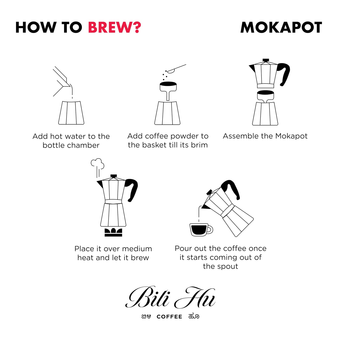 Bili Hu Coffee, Mokapot Grind Arabica Coffee Aghora Estate, Medium Roast, (Pack of 1, 250 Gram)