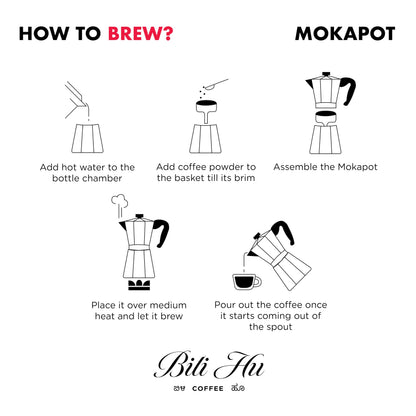 Bili Hu Coffee, Mokapot Grind Arabica Coffee Aghora Estate, Medium Roast, (Pack of 1, 250 Gram)