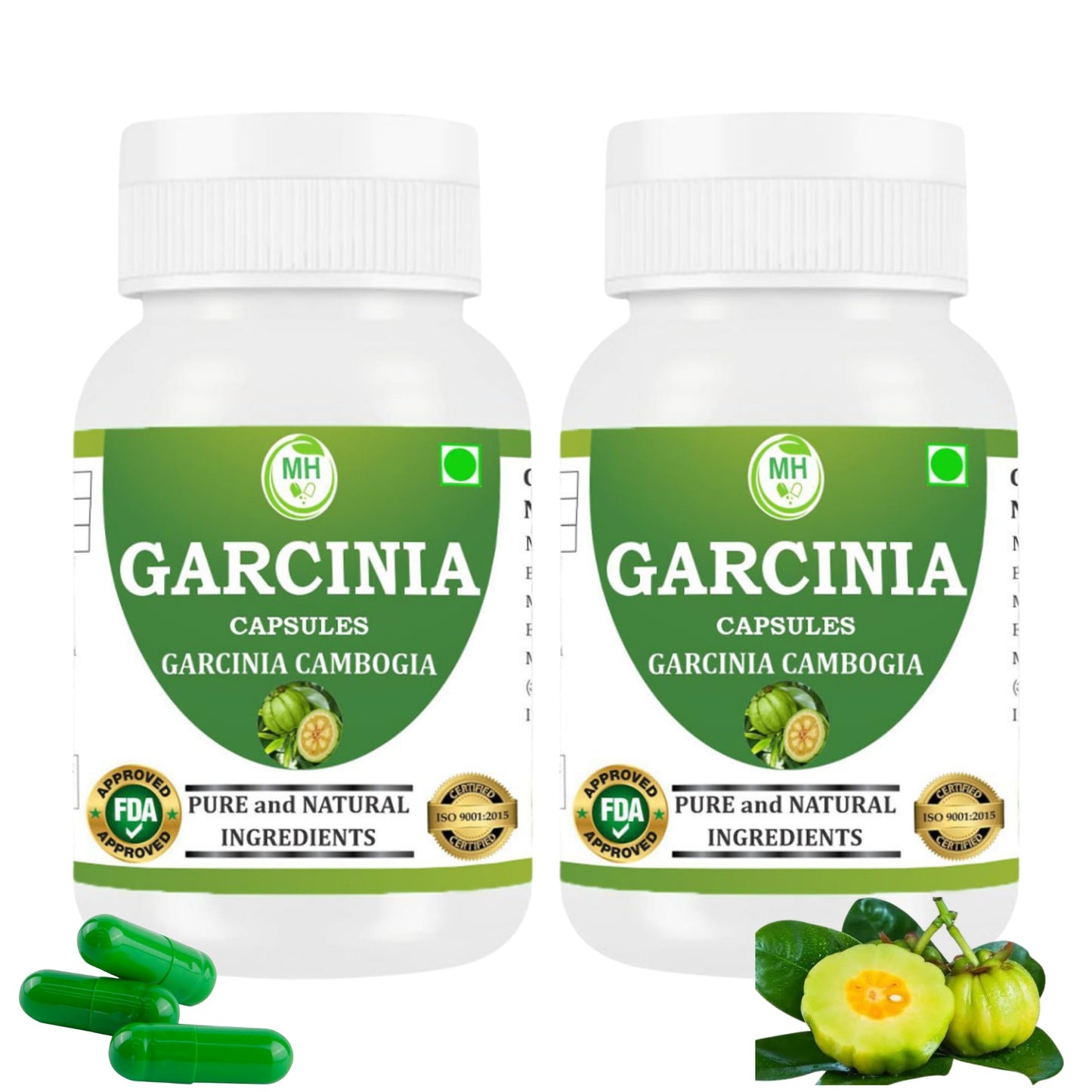 Morsan Healthcare Garcinia Cambogia 500 mg – 60 Veg Capsules x 2 Pack | Garcinia Extract | Herbal Supplement | No Additives | Vegan-Friendly