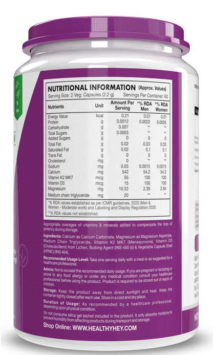 HealthyHey Nutrition Calcium with Magnesium, Vitamin D3 & Vitamin K2- M- image 9