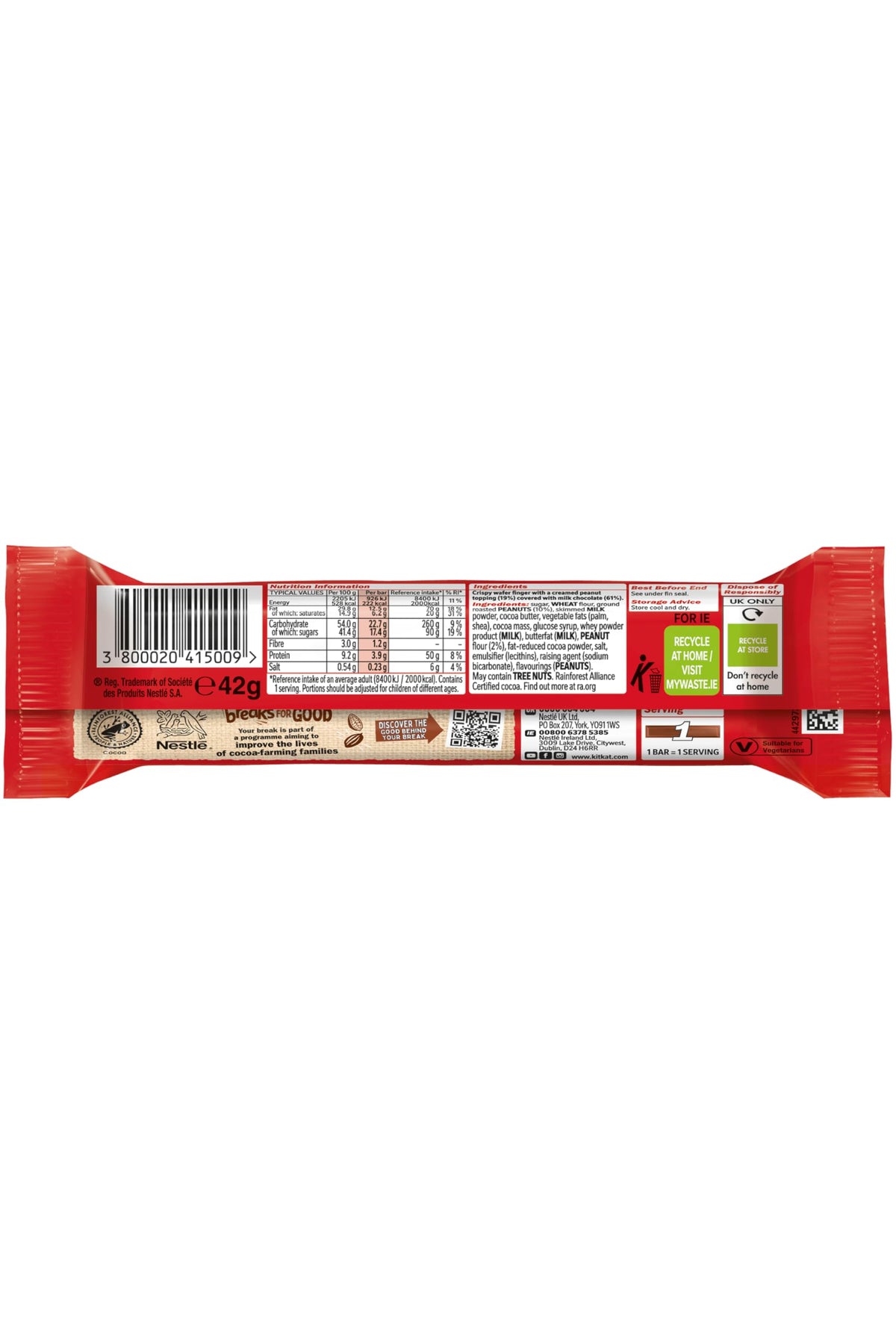 Nestle Kitkat Chunky, Peanut Butter, 42g