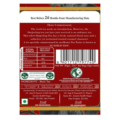 Sancha Dark Roast Darjeeling Tea | 25 Pyramid Bags | Roasted Darjeeling with Floral & Caramel Notes | Master Taster’s Selection