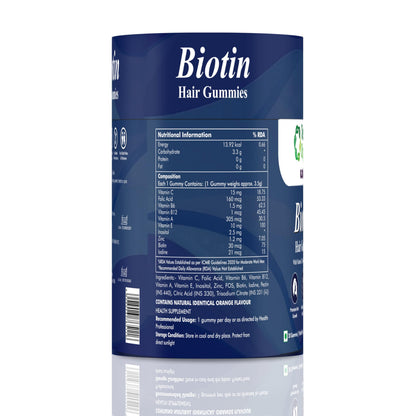 Ventin Organics Glossify Biotin Hair, Skin & Nails Gummies | 30 N | No Added Sugar | Enriched With Vitamins & Minerals | Strengthens Hairs & Nails, Brightens Skin Orange Flavour