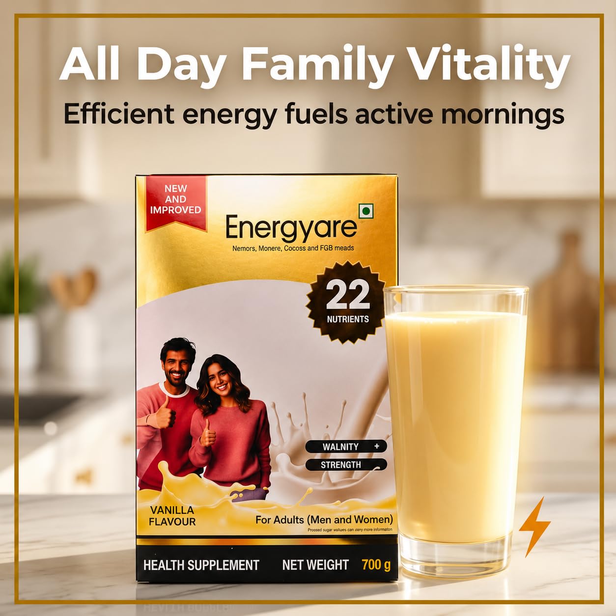 Energyare Protein Powder 700g (Vanilla Flavour) | Nutritional Supplement for Daily Nutrition | High Protein, High Fiber Formula |Daily Nutrition Drink Mix for Active Lifestyle