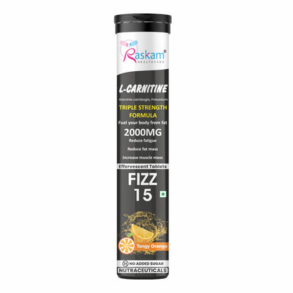 Raskam L-Carnitine effervescent tablets Helps Convert Fat Into Energy, Supports Weight Loss, Fat Burn & Lean Muscle|Orange Flavour (Pack of 1)