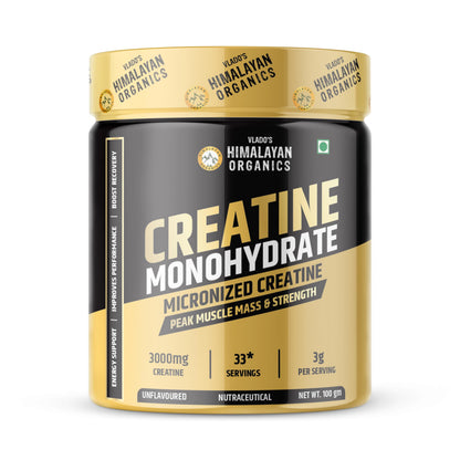 Vlado's Himalayan Organics Pure Micronised Creatine Monohydrate Powder I Pre/Post Workout Supplement, Instant Energy for Athletic Performance I Faster Muscle Building & Recovery I Certified I Max Absorption I Gain Lean Muscle, More Strength, and Faster Wo