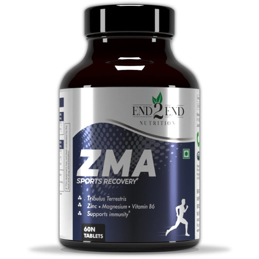 End2End Nutrition Zinc Magnesium Aspartate (ZMA) Supplement for Men & Women with Tribulus, Vitamin B6 and Piperine | High Absorption for Better Sleep, Muscle Cramps, Nerves Health & Sports Recovery - 60 Tablets