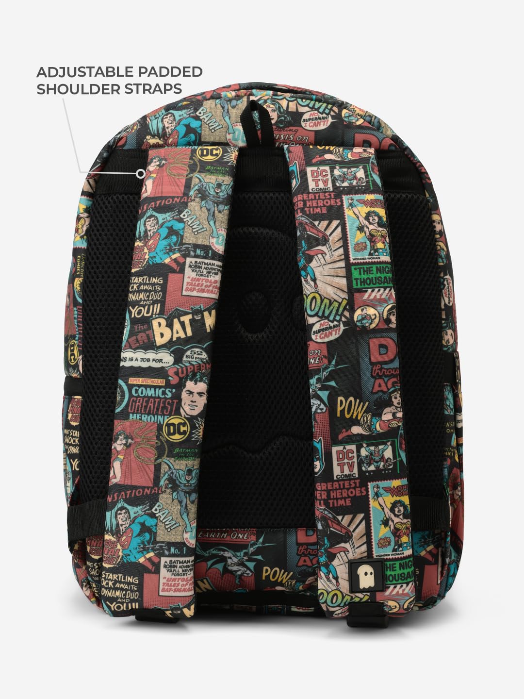 The Souled Store DC: Vintage Pack Backpack | Classic Retro Justice League Laptop Bag | Water-Resistant Multi-Pocket Travel Rucksack for Men & Women | Official DC Comics Collectible Merchandise
