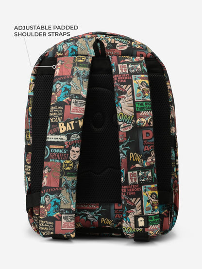 The Souled Store DC: Vintage Pack Backpack | Classic Retro Justice League Laptop Bag | Water-Resistant Multi-Pocket Travel Rucksack for Men & Women | Official DC Comics Collectible Merchandise