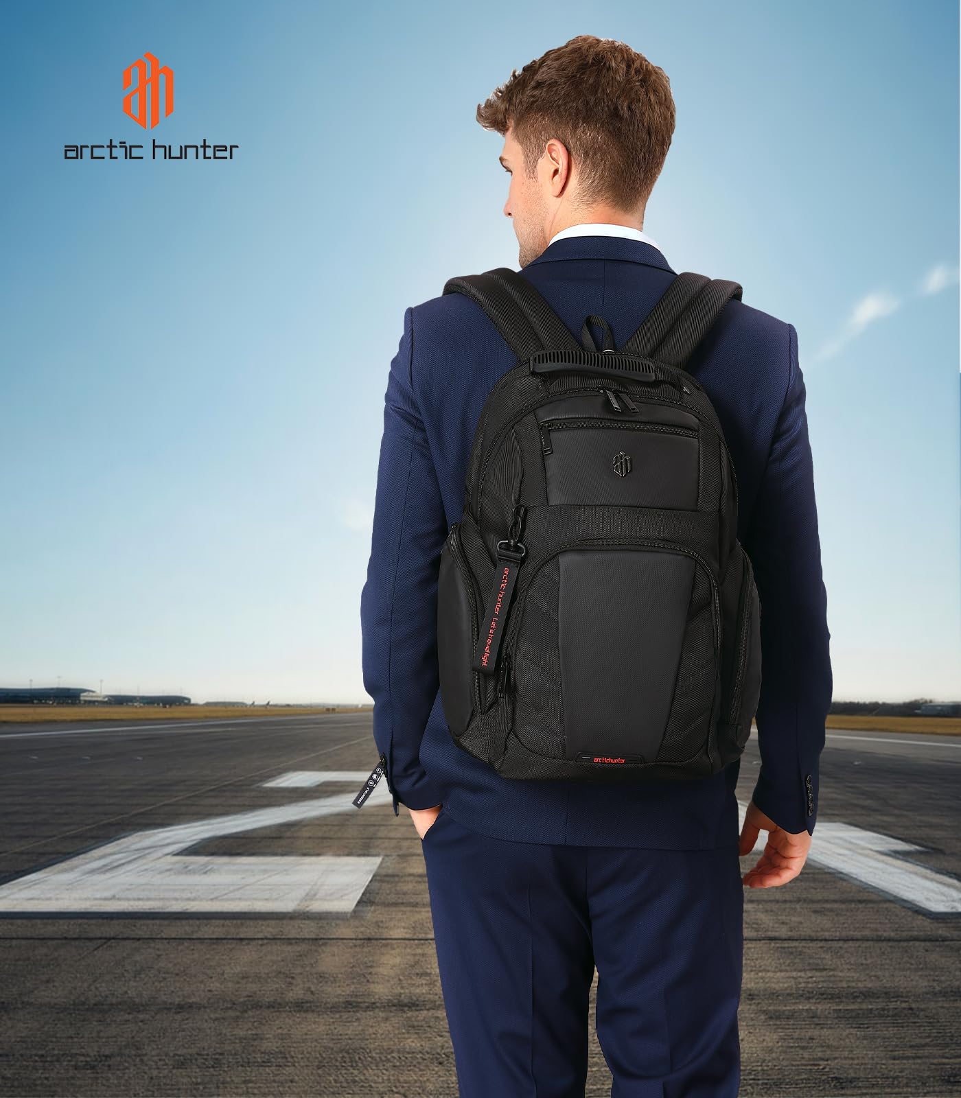 Arctic Hunter Travel Backpack For Men 35L RFID Anti-theft Pocket 15.6 Inch Laptop Bag 7 Zipper Pocket Water-Resistant Ergonomic Rubber Handle Lightweight for Commuting College Travel Abroad