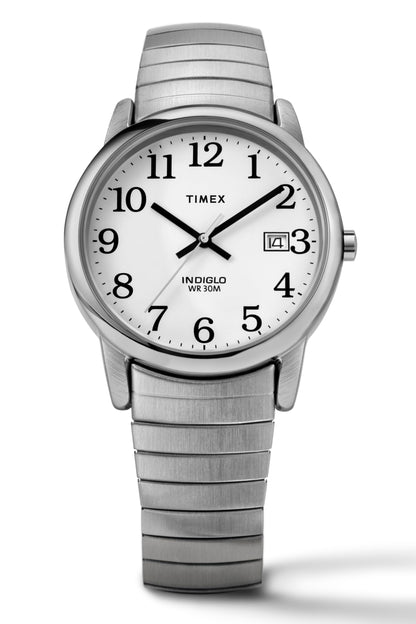 TIMEX Stainless Steel Men's T2H451 Easy Reader Silver-Tone Expansion Band Analog Watch
