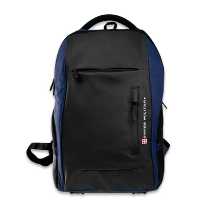 SWISS MILITARY Combo of Laptop Backpack for Men with Quick Access Pockets, Travel Backpack for Men, 29L, Black & Blue, 1 & Laptop Stand with Cooling Pad, Laptop Stand for Desk, Black, 1