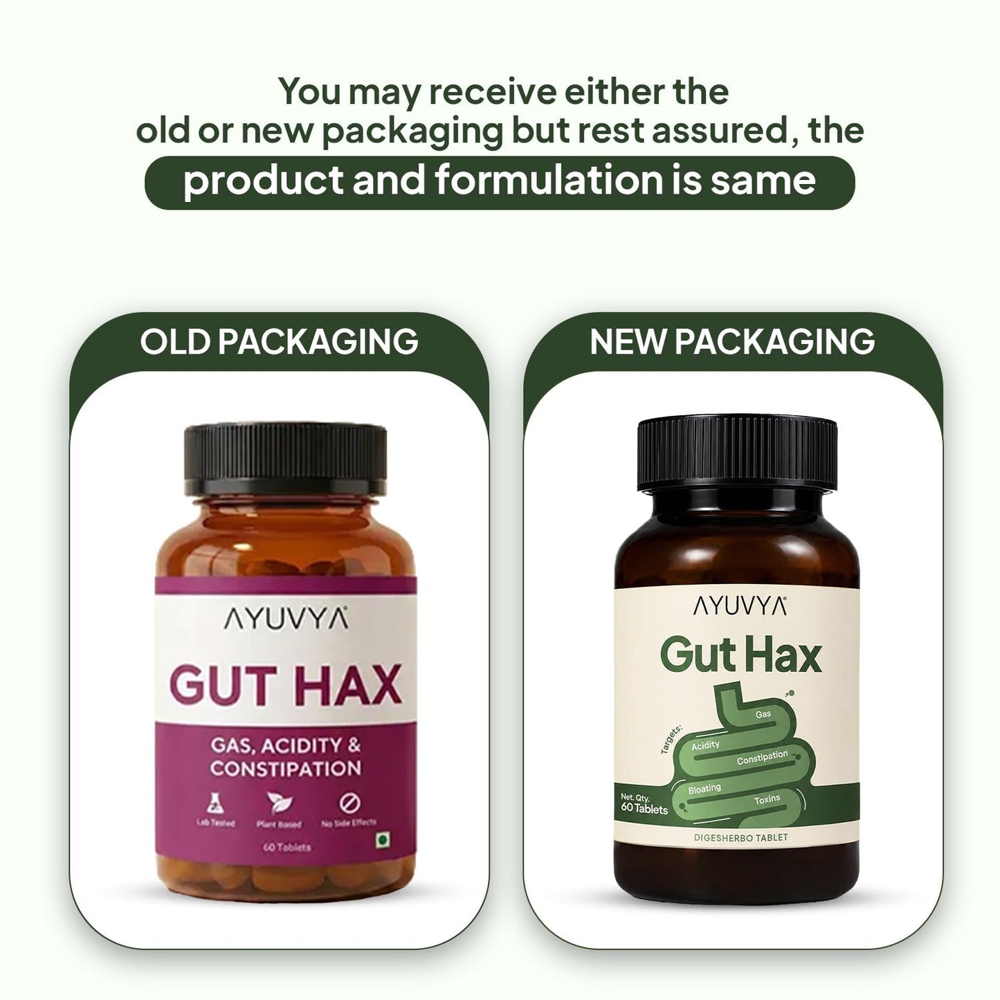 Auvya Gut Hax Ayurvedic Tablets for Gas, Acidity, Bloating & Constipation – 60 Ayurvedic Tablets