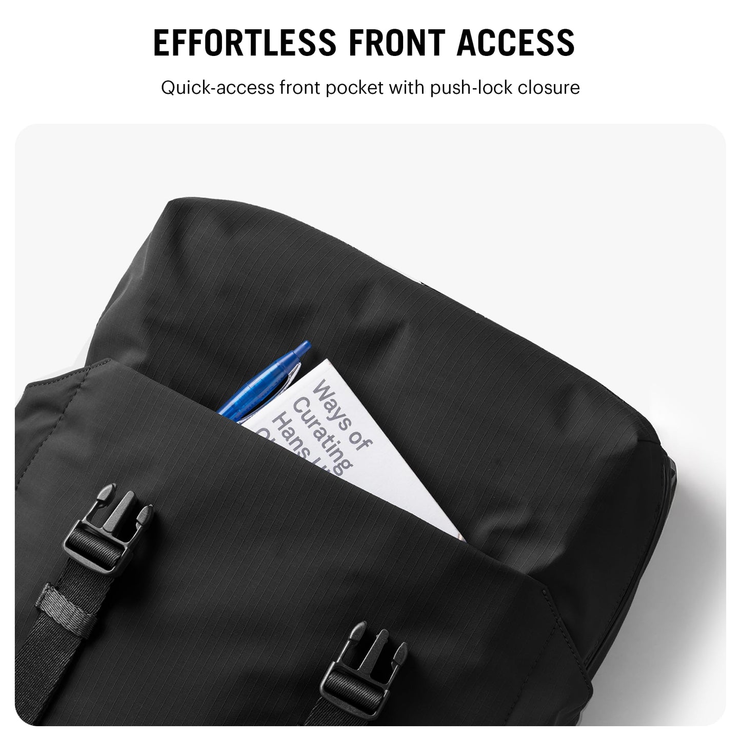 DailyObjects Taiga Backpack (19L) Ultra Light Office/Travel Laptop Backpack (19L) for Men & Women with 15inch Compartment, Water-Repellent, MultiPocket, Bottle Holders with Trolley Strap- Basalt Black
