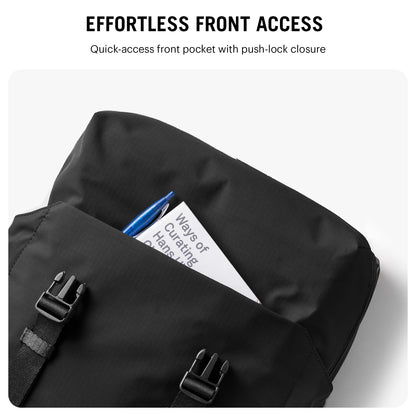DailyObjects Taiga Backpack (19L) Ultra Light Office/Travel Laptop Backpack (19L) for Men & Women with 15inch Compartment, Water-Repellent, MultiPocket, Bottle Holders with Trolley Strap- Basalt Black
