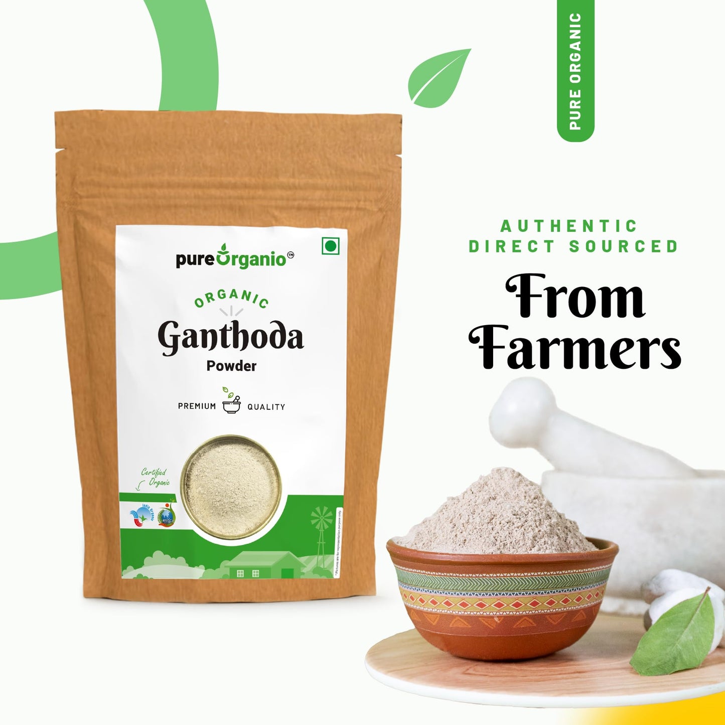 Pure Organio Organic Ganthoda Powder - Piplamool Powder (100Gm)