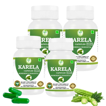 MORSAN HEALTHCARE | Karela Capsules 500mg – 60 Count | 4 Pack | Vegetarian | Plant-Based | Herbal Supplement | No Artificial Additives | Gluten-Free | Organic |