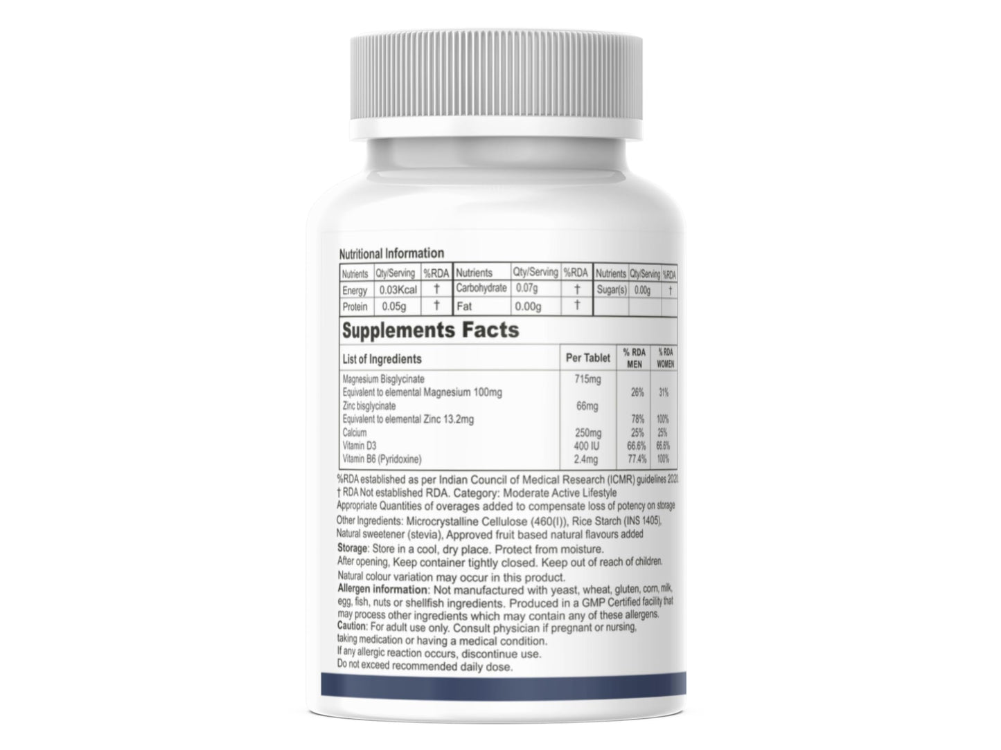 Crampwell ZMA B6 Magnesium glycinate, Zinc, Calcium, Vitamin D3 & B6 Tablets | Sugar Free Chewable | for Bone, Muscle Cramps & Nerve Health support - 60 Tablets