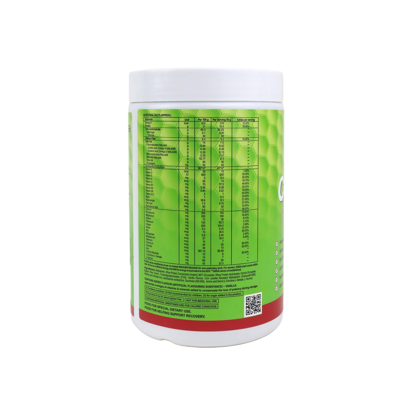 Nucgnex Celnutra 1.0 Adult Nutrition Powder with Protein, Complex Carbs, Fiber & MCT – Vanilla, No Added Sugar, 400g – Men & Women