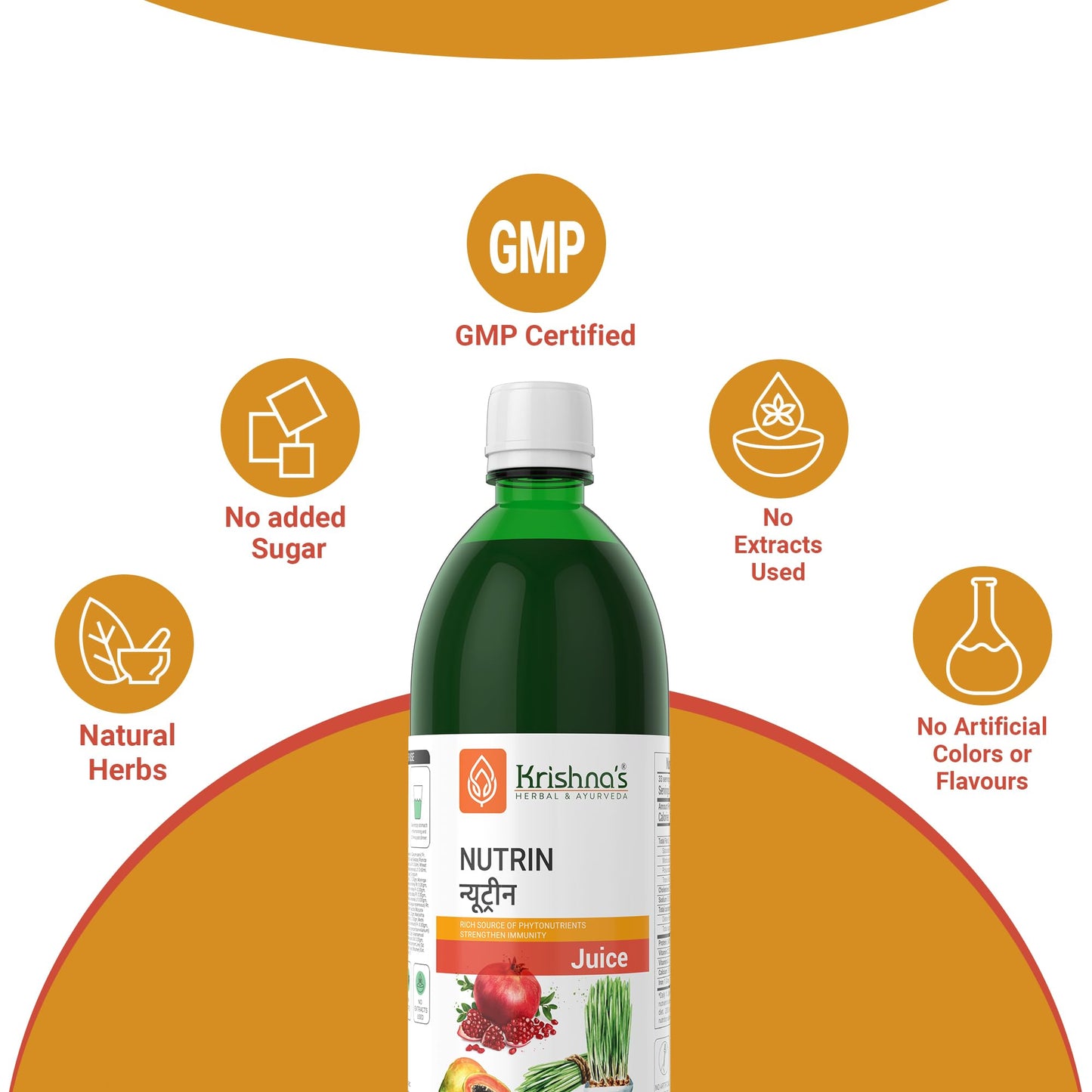 Krishna's Nutrin Juice, Rich Source Of Nutrients, No Artificial Colors or Flavors - 1000 ml Each (Pack of 2)