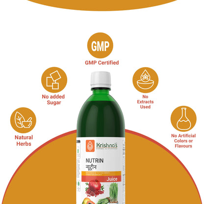 Krishna's Nutrin Juice, Rich Source Of Nutrients, No Artificial Colors or Flavors - 1000 ml Each (Pack of 2)