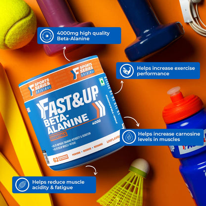 FAST&UP Beta-Alanine Essentials (250gms, 4gms per serving, 62 Servings) | Helps Increase Workout Capacity, Strength & Endurance | Helps Delay Muscle Fatigue