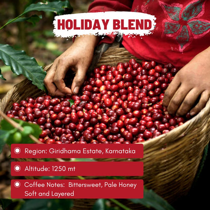 Toffee Coffee Roasters | Holiday Blend | As Seen On Shark Tank | 100% Arabica | Speciality Blend | Freshly Roasted Coffee | Size: 250gm | Grind: Aeropress