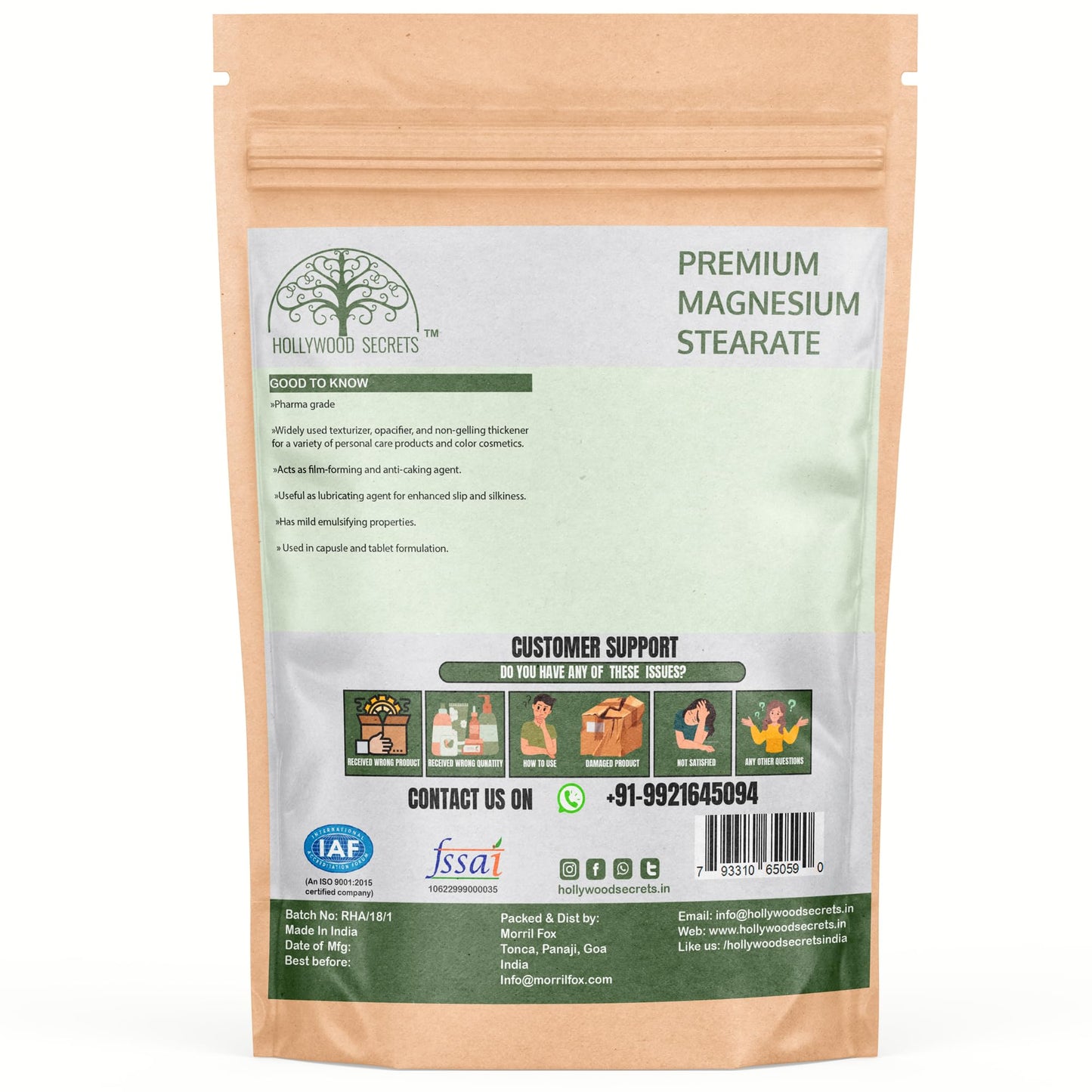 Hollywood Secrets Magnesium Stearate Powder Excipient 200gm