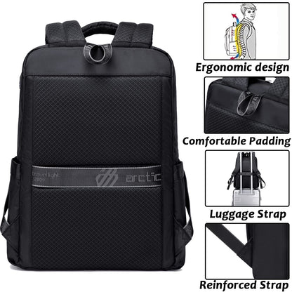 Arctic Hunter Slim Laptop Backpack for Men Women 16L Lightweight 2 Pockets Office Backpack Sleek Water Resistant 15.6-inch Laptop Bag for Business Daily College,Black
