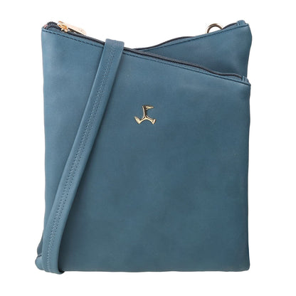 Mochi Blue Faux Leather Premium Zipper Casual Sling Bag For Women (66-7211)